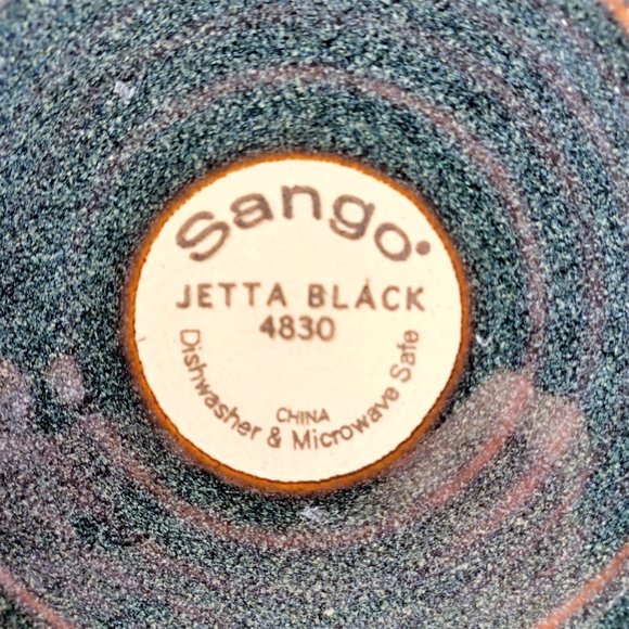 Set/4 Sango Jetta Black 7-5/8" Salad Side Plates 2012-2018 Stoneware #4830 A2 - Picture 5 of 5